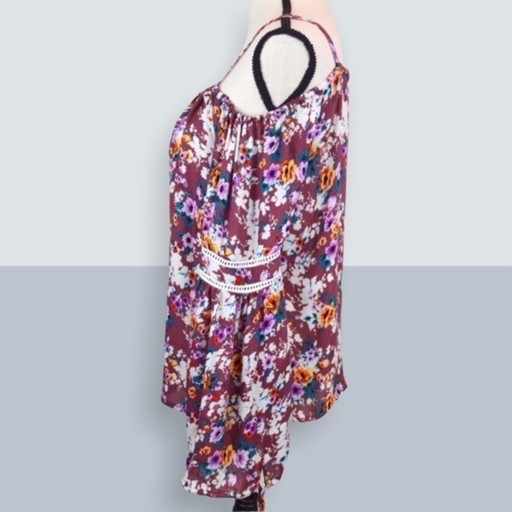 WAYF Liberty Floral Cold Shoulder Long Sleeve Top‎ Medium NWT Festival Boho